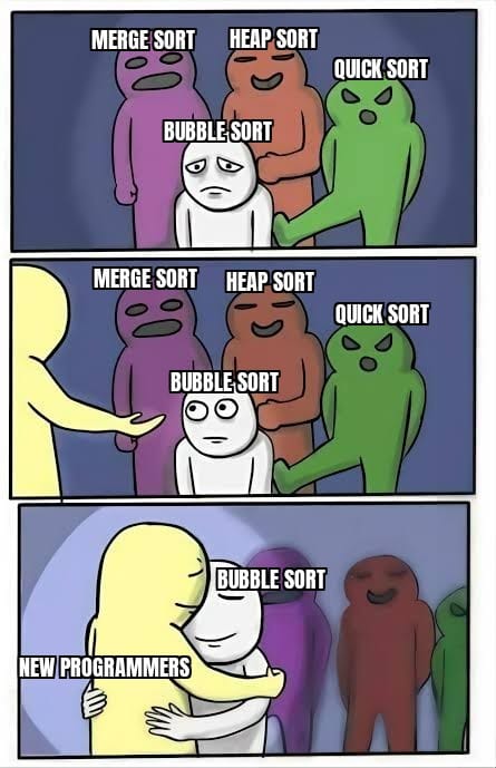 newProgrammersLoveBubbleSort | programmer-memes, program-memes | ProgrammerHumor.io