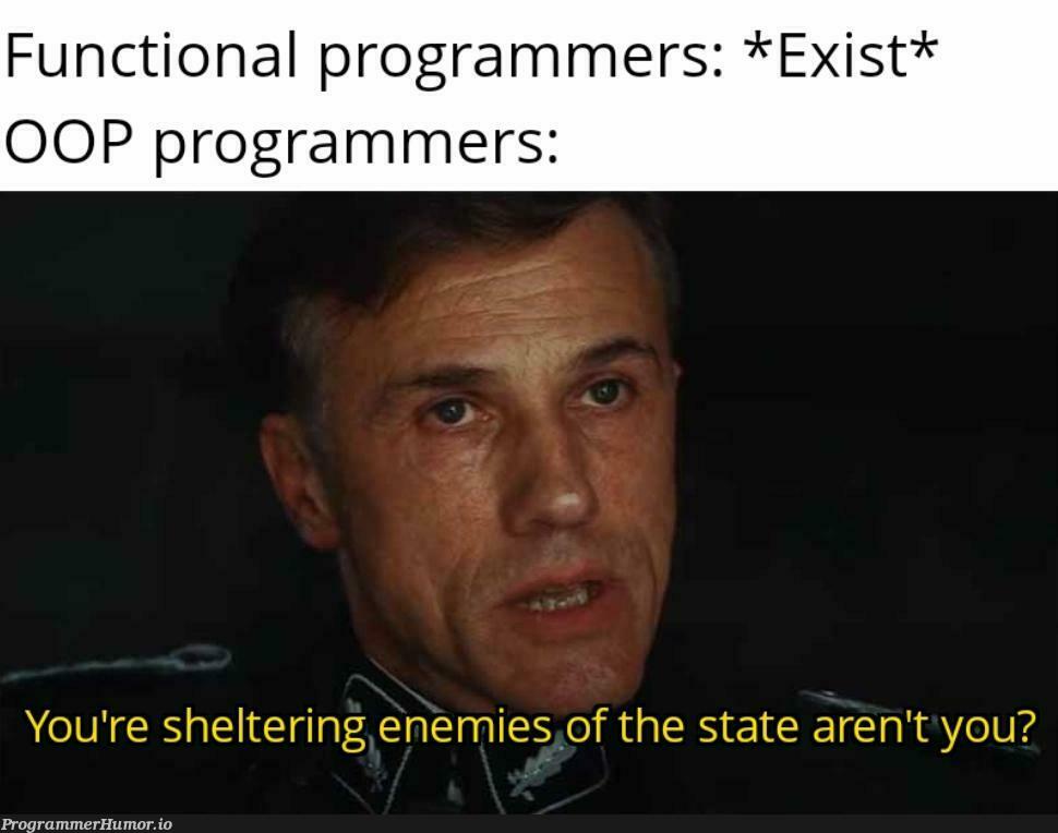 functionalProgrammingIsNotAlwaysStatelessButYeah | programming-memes, programmer-memes, program-memes, function-memes, oop-memes | ProgrammerHumor.io