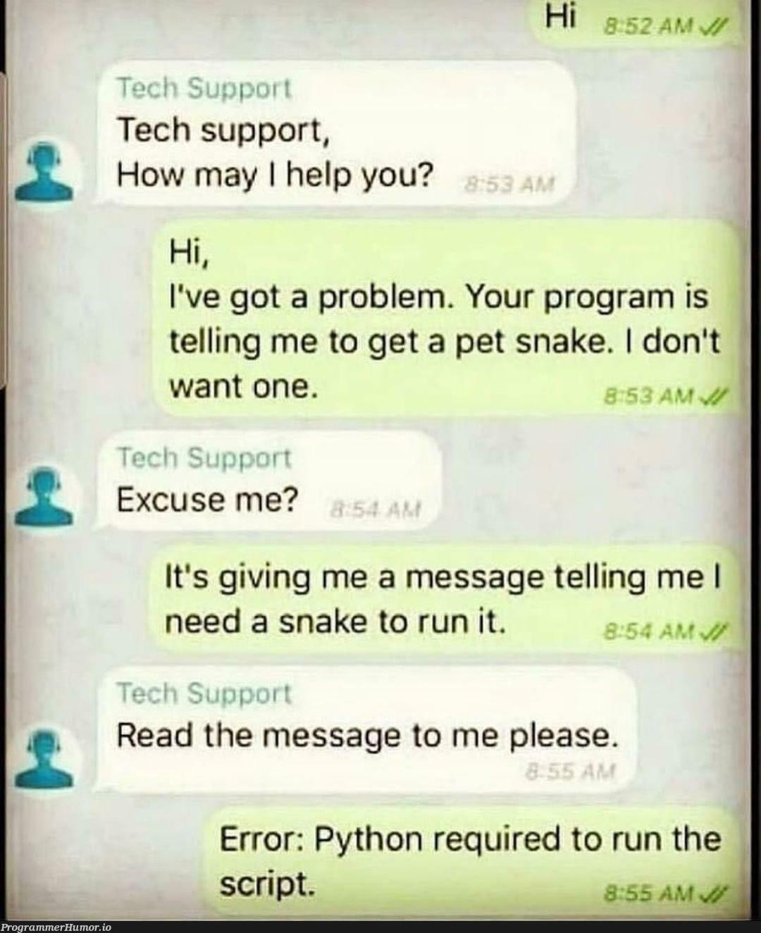 snek | tech-memes, python-memes, program-memes, error-memes | ProgrammerHumor.io