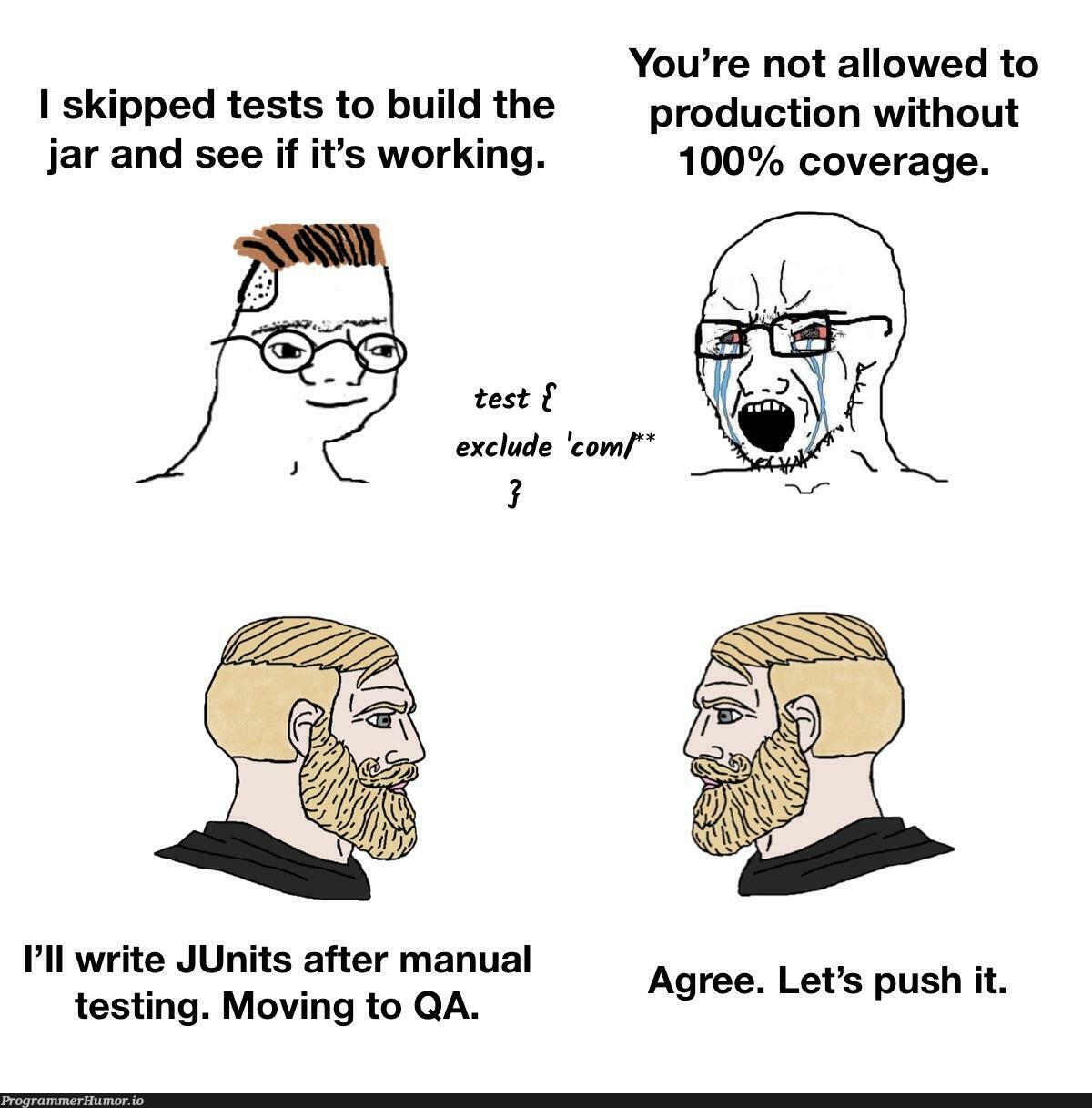 areYouOnRowOneOrTwoQuestion | testing-memes, test-memes, production-memes, jar-memes, tests-memes, product-memes | ProgrammerHumor.io