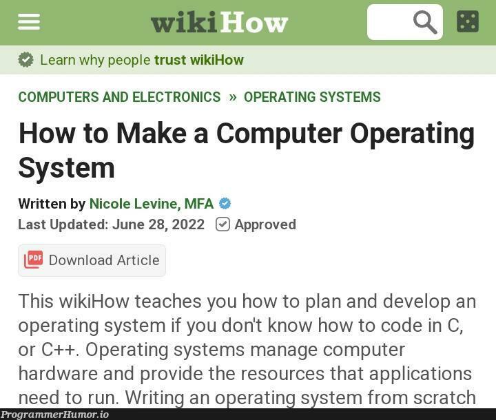 Wikihow be like | code-memes, computer-memes, c++-memes, electron-memes, hardware-memes, date-memes, ide-memes, cs-memes, rust-memes, operating system-memes | ProgrammerHumor.io