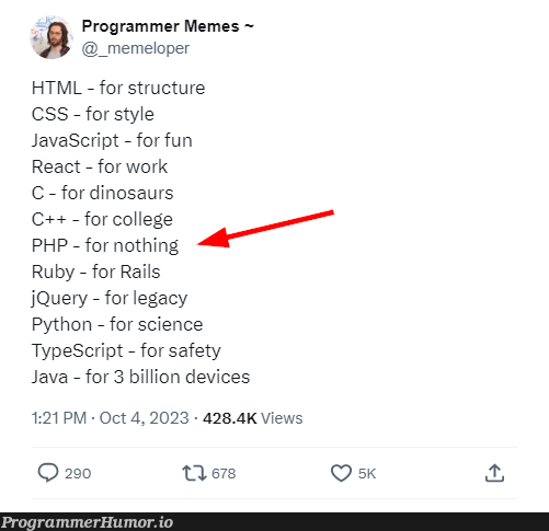 phpIsGood | programmer-memes, html-memes, css-memes, javascript-memes, php-memes, java-memes, python-memes, program-memes, jquery-memes, react-memes, ruby-memes, typescript-memes, query-memes, ML-memes, cs-memes | ProgrammerHumor.io