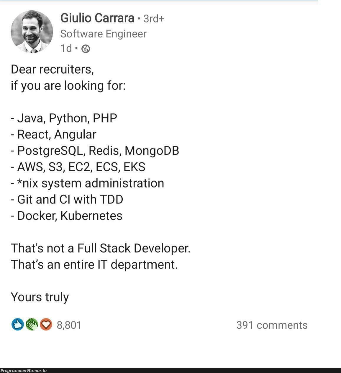 I am the IT department | developer-memes, software-memes, php-memes, java-memes, python-memes, engineer-memes, software engineer-memes, stack-memes, aws-memes, react-memes, git-memes, sql-memes, angular-memes, mongodb-memes, postgresql-memes, docker-memes, recruiters-memes, recruit-memes, mongo-memes, postgres-memes, IT-memes, redis-memes, kubernetes-memes, cs-memes, comment-memes, full stack-memes | ProgrammerHumor.io