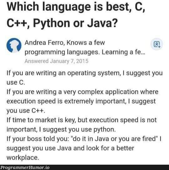 Java is the best | programming-memes, java-memes, python-memes, program-memes, c++-memes, IT-memes, language-memes, programming language-memes, operating system-memes | ProgrammerHumor.io