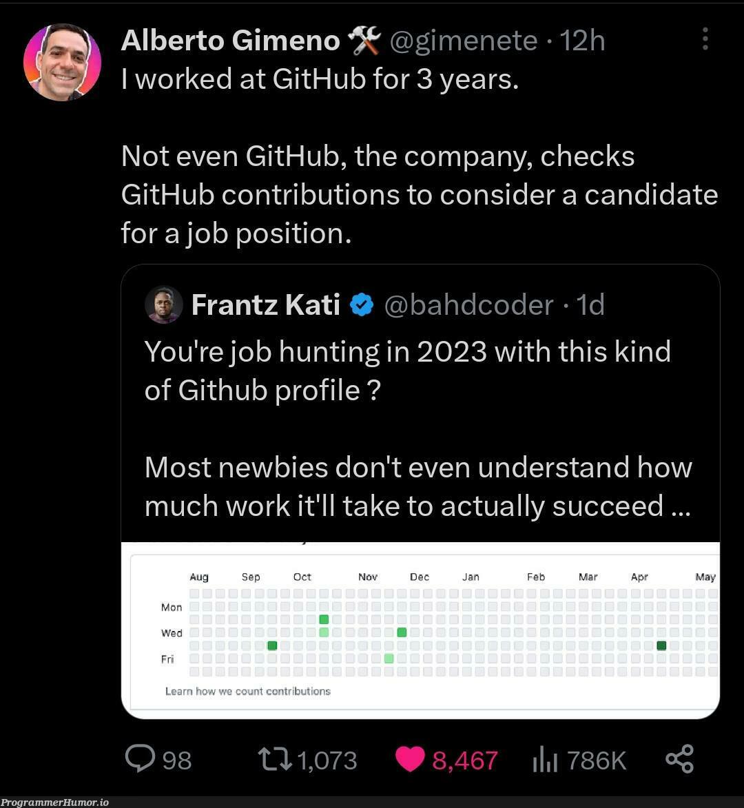 letsCheckTheirGithubContributionFirst | code-memes, coder-memes, git-memes, github-memes, date-memes, ide-memes | ProgrammerHumor.io