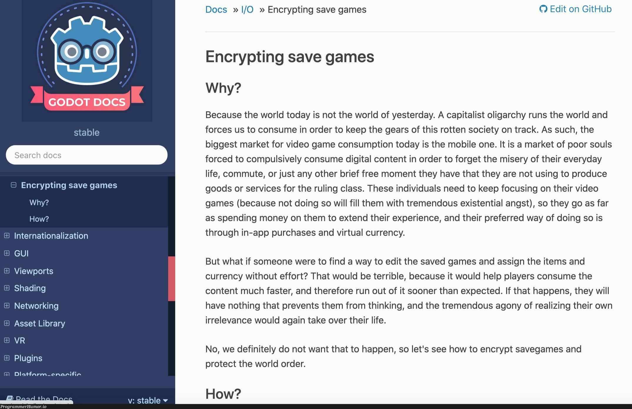 Godot game engine docs spitting facts | git-memes, github-memes, list-memes, api-memes, class-memes, network-memes, IT-memes, ide-memes, div-memes, cs-memes | ProgrammerHumor.io