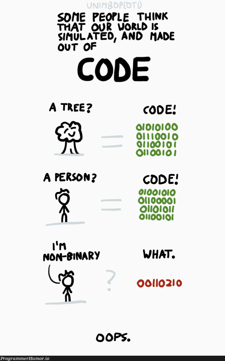 Oops. | code-memes, oop-memes, binary-memes | ProgrammerHumor.io