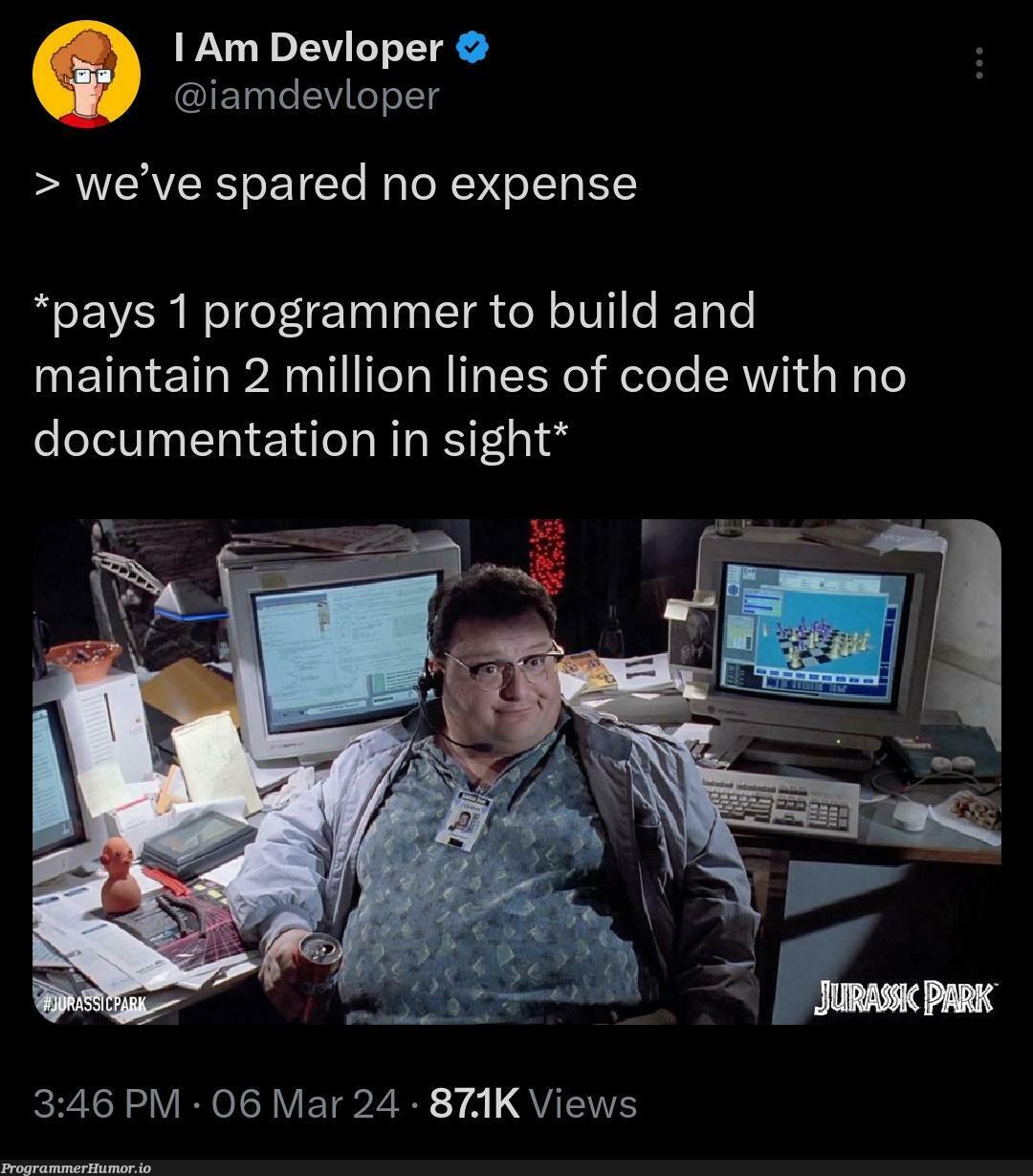 averageITDepartmentBudget | programmer-memes, code-memes, program-memes, lines of code-memes, documentation-memes | ProgrammerHumor.io