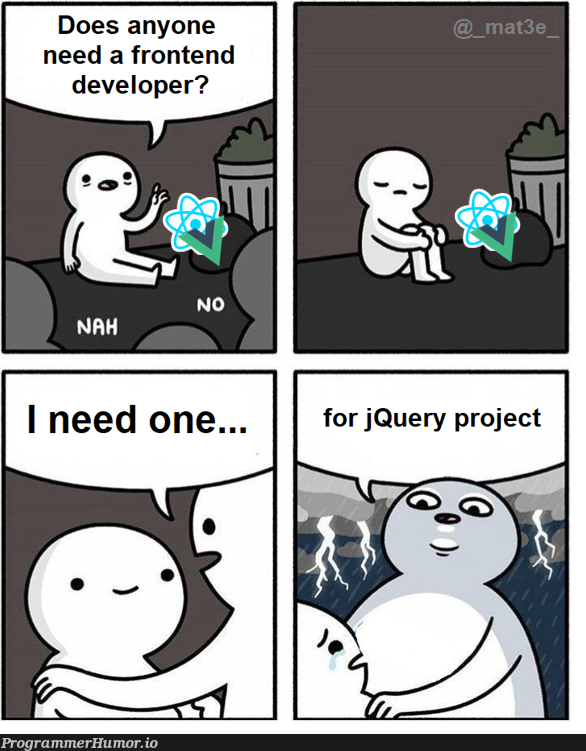 jQuery strikes again | developer-memes, frontend-memes, jquery-memes, query-memes | ProgrammerHumor.io