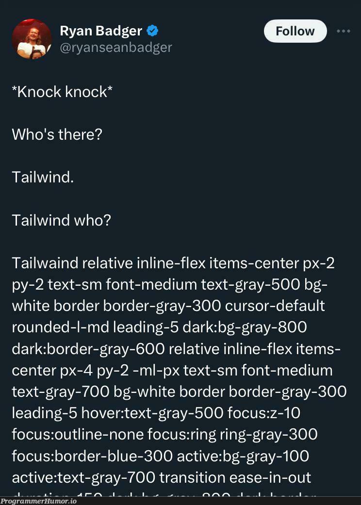 knockKnock | tailwind-memes, ML-memes | ProgrammerHumor.io