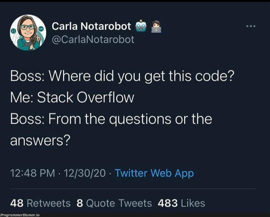 smartBoss | code-memes, web-memes, stack-memes, stack overflow-memes, overflow-memes, bot-memes, twitter-memes, retweet-memes | ProgrammerHumor.io