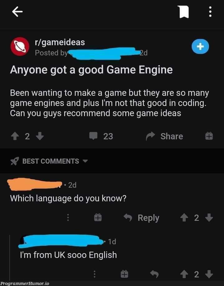 what language would you recommend? | coding-memes, idea-memes, ide-memes, language-memes | ProgrammerHumor.io