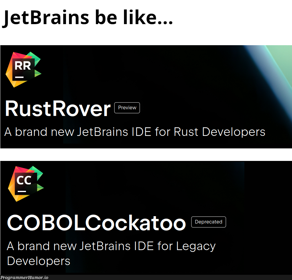 cockRoachCobol | developer-memes, ide-memes, rust-memes, jetbrains-memes | ProgrammerHumor.io