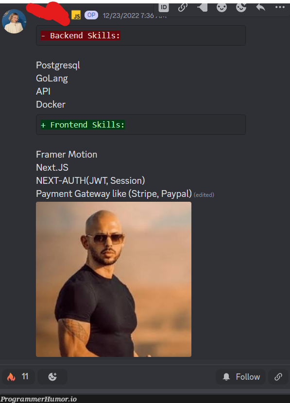 the fireship discord be wild sometimes | backend-memes, frontend-memes, discord-memes, sql-memes, postgresql-memes, api-memes, session-memes, postgres-memes | ProgrammerHumor.io