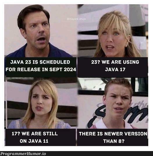 whatVersionAreYouUsing | java-memes, version-memes, release-memes | ProgrammerHumor.io