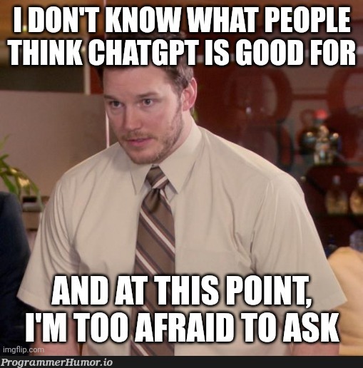 I'll just ask chatGPT what are its commercial applications | ProgrammerHumor.io