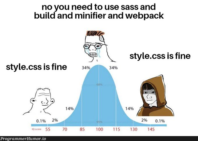 iJustWantedSimpleCSSForMyTinyProject | css-memes, web-memes, sass-memes, webpack-memes, cs-memes | ProgrammerHumor.io