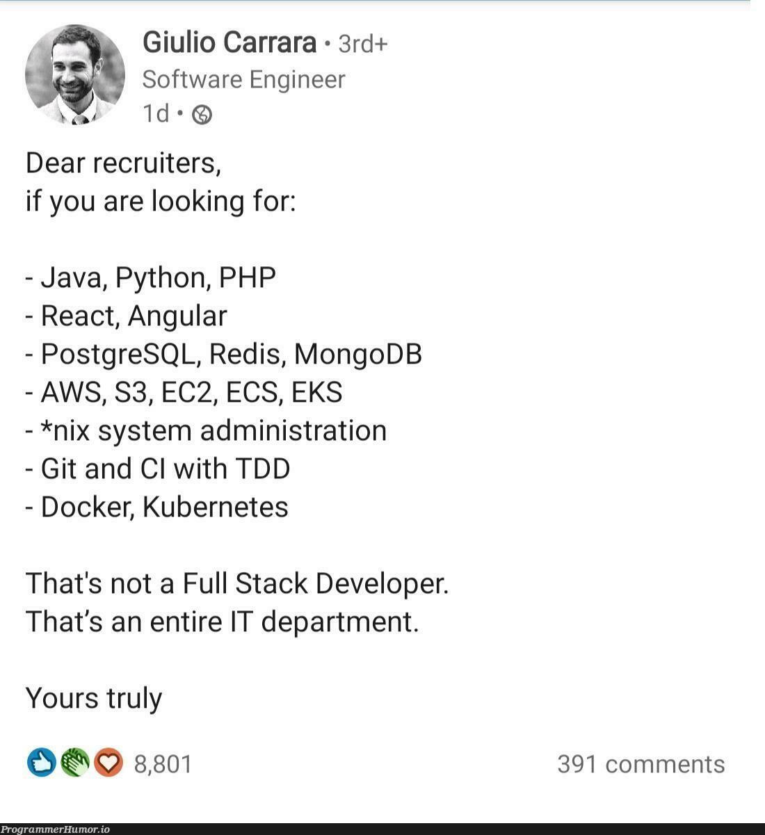 I am the IT department | developer-memes, software-memes, php-memes, java-memes, python-memes, engineer-memes, software engineer-memes, stack-memes, aws-memes, react-memes, git-memes, sql-memes, angular-memes, mongodb-memes, postgresql-memes, docker-memes, recruiters-memes, recruit-memes, mongo-memes, postgres-memes, IT-memes, redis-memes, kubernetes-memes, cs-memes, comment-memes, full stack-memes | ProgrammerHumor.io