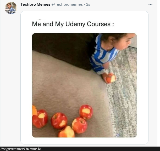 Me and my Udemy courses | tech-memes | ProgrammerHumor.io