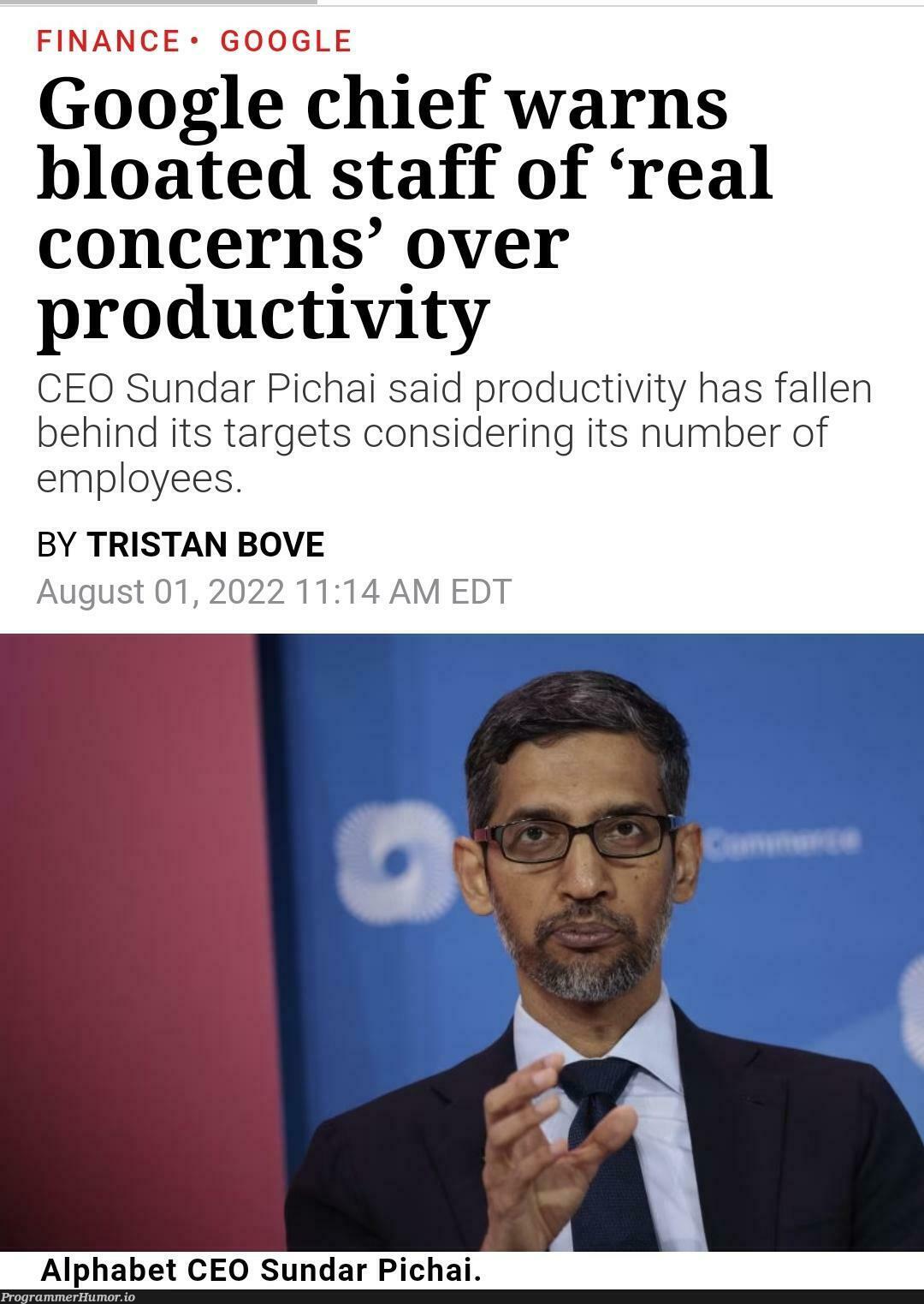 just type faster bro. we only made $16bn profit this quarter. | google-memes, ide-memes, product-memes | ProgrammerHumor.io