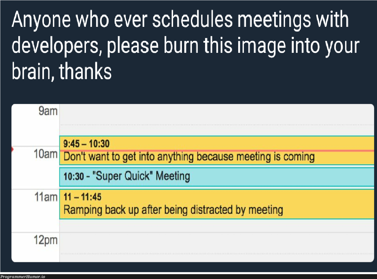 meetingsAsADeveloper | developer-memes, image-memes | ProgrammerHumor.io