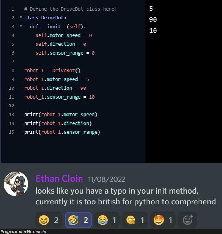 Found this gem on Discord | python-memes, discord-memes, class-memes, IT-memes, bot-memes | ProgrammerHumor.io