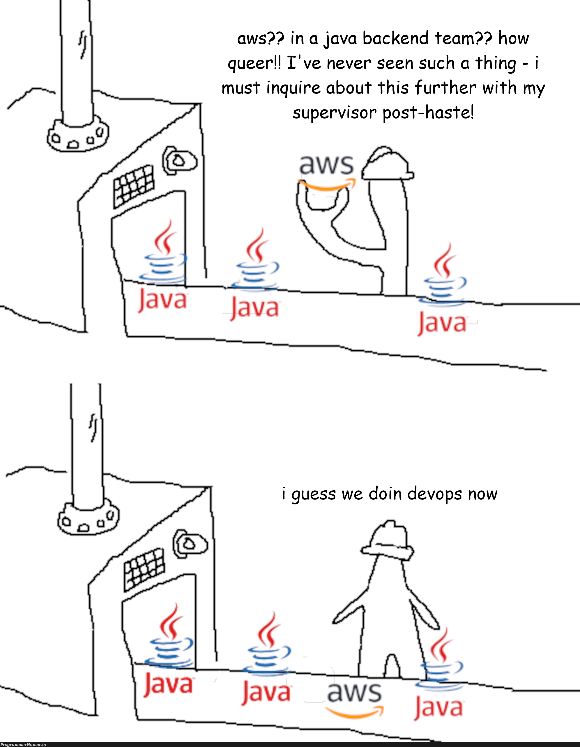 samePayMoreWork | java-memes, backend-memes, aws-memes, devops-memes | ProgrammerHumor.io