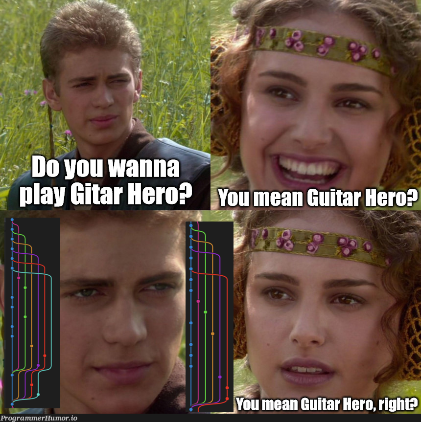 Oh man, I love to play Gitar Hero | git-memes, ML-memes | ProgrammerHumor.io