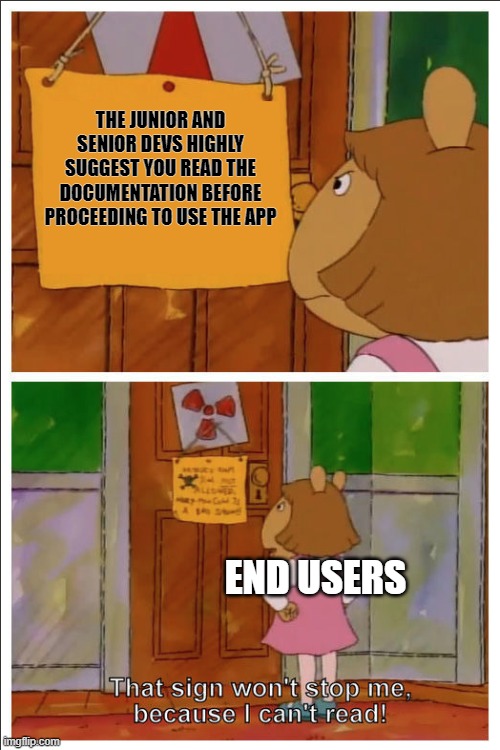 Devs can agree, RTFM should be a standard, not the exception, for end users. | devs-memes, documentation-memes, exception-memes | ProgrammerHumor.io