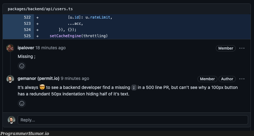 nitpickingIsVirtue | developer-memes, backend-memes, api-memes, indentation-memes | ProgrammerHumor.io