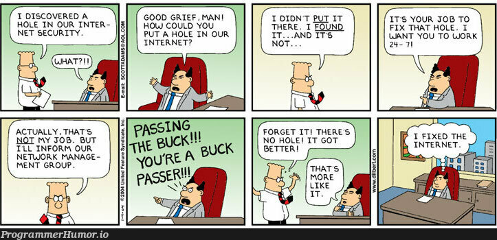 Don't be a buck passer | fix-memes, internet-memes, network-memes, IT-memes | ProgrammerHumor.io