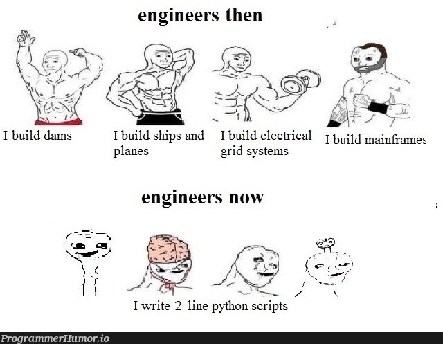 then and now | engineer-memes | ProgrammerHumor.io