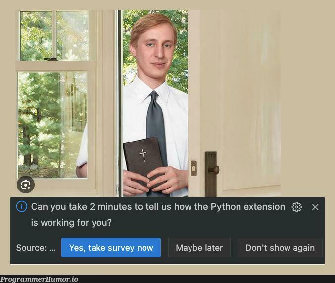 theSnekQuestionInVsCode | code-memes, python-memes, vscode-memes | ProgrammerHumor.io