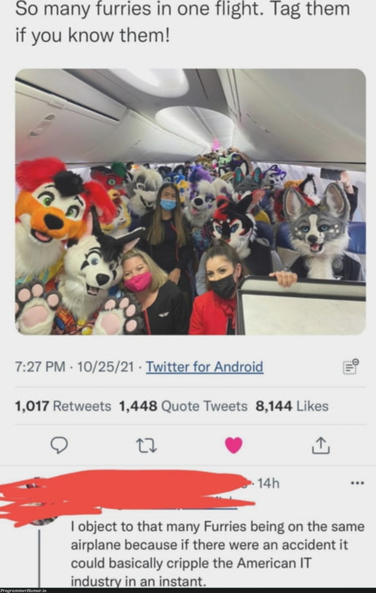 True a lot of furries are in IT | android-memes, try-memes, object-memes, IT-memes, ide-memes, twitter-memes, retweet-memes | ProgrammerHumor.io