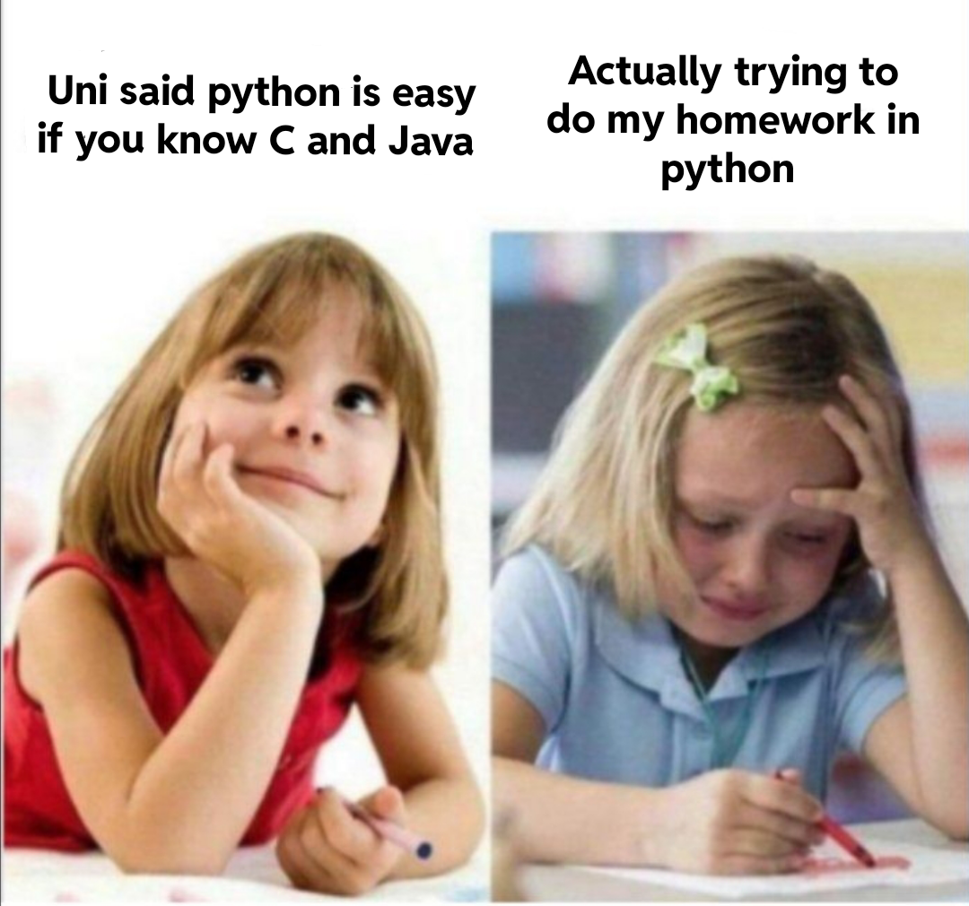 Python is very intuitive.... not | java-memes, python-memes, try-memes, c-memes | ProgrammerHumor.io