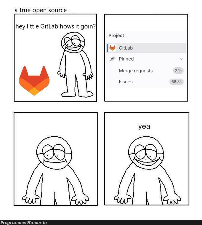 tooManyIssues | git-memes, gitlab-memes, IT-memes, open source-memes | ProgrammerHumor.io