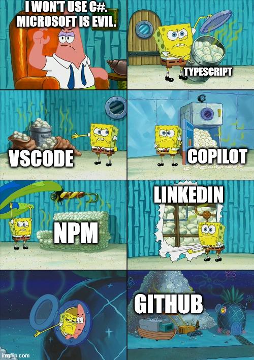 microsoftIsEvil | code-memes, git-memes, github-memes, typescript-memes, linkedin-memes, microsoft-memes, c#-memes | ProgrammerHumor.io