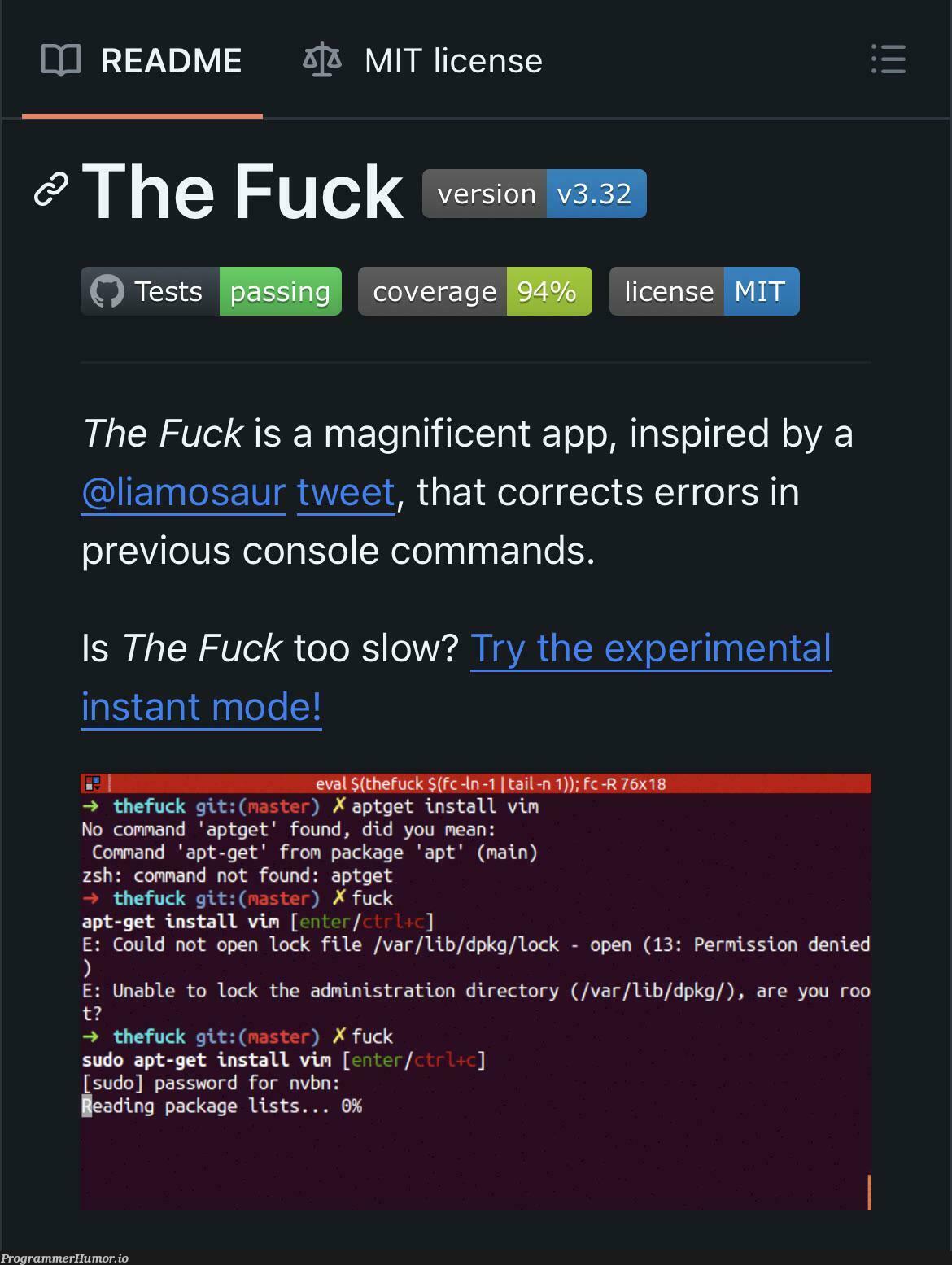 thereAreNoExeFileOnTheirRepoThough | vim-memes, try-memes, test-memes, errors-memes, loc-memes, lock-memes, command-memes, git-memes, password-memes, list-memes, error-memes, sudo-memes, thefuck-memes, tests-memes, console-memes | ProgrammerHumor.io