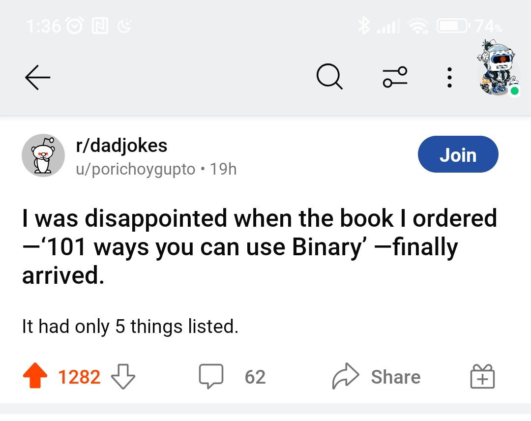 dad joke | list-memes, IT-memes, binary-memes | ProgrammerHumor.io