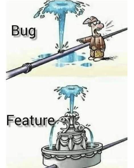 bugToFeature | bug-memes, feature-memes | ProgrammerHumor.io