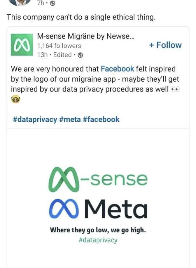 Facebook: Not just the data but we are stealing logo now. | data-memes, facebook-memes | ProgrammerHumor.io