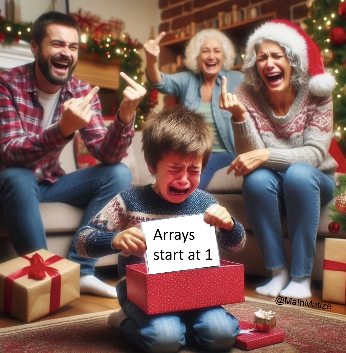 languageDesignersCelebratingXmas | design-memes, designer-memes, array-memes, arrays-memes, language-memes | ProgrammerHumor.io