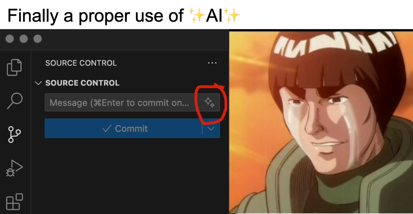 aiSaved10HoursOfMyDailyTimeChoosingACommitMessage | ProgrammerHumor.io