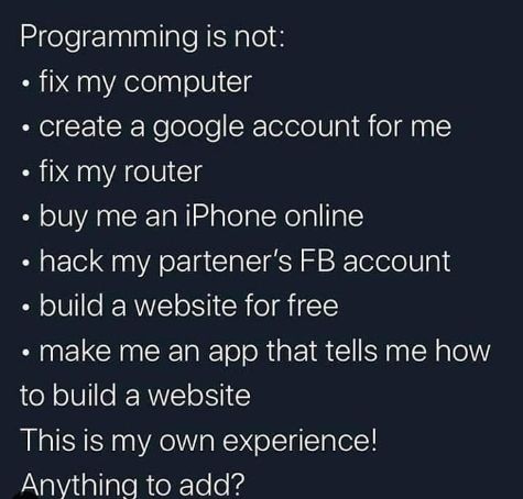 programmingIsNot | programming-memes, computer-memes, web-memes, website-memes, iphone-memes, program-memes, google-memes, fix-memes | ProgrammerHumor.io