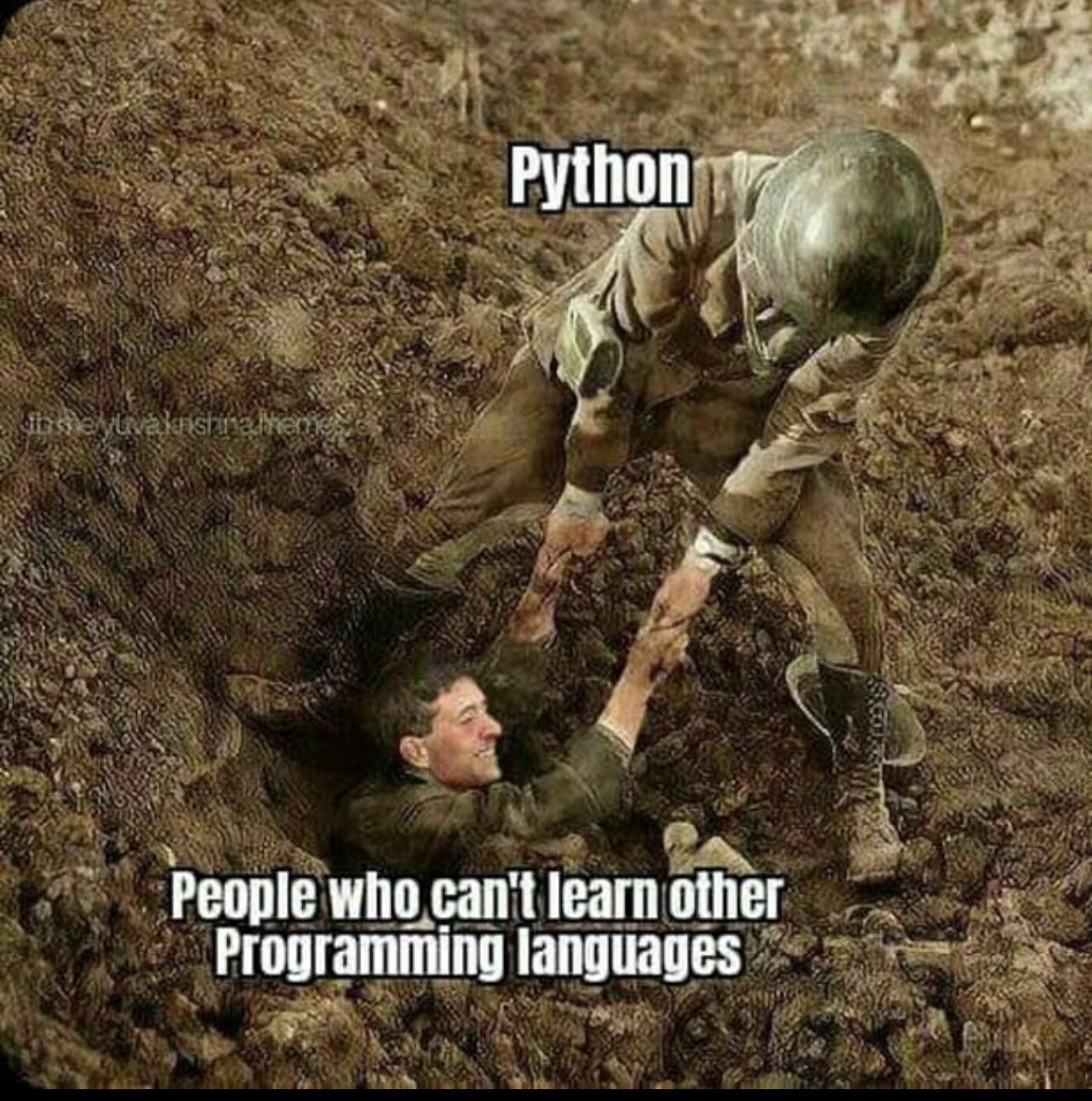 This might start a war here. | programming-memes, python-memes, program-memes, language-memes, programming language-memes | ProgrammerHumor.io