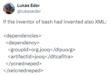 inventorOfBashInventingXML | xml-memes, bash-memes, ML-memes, dependencies-memes, dependency-memes | ProgrammerHumor.io