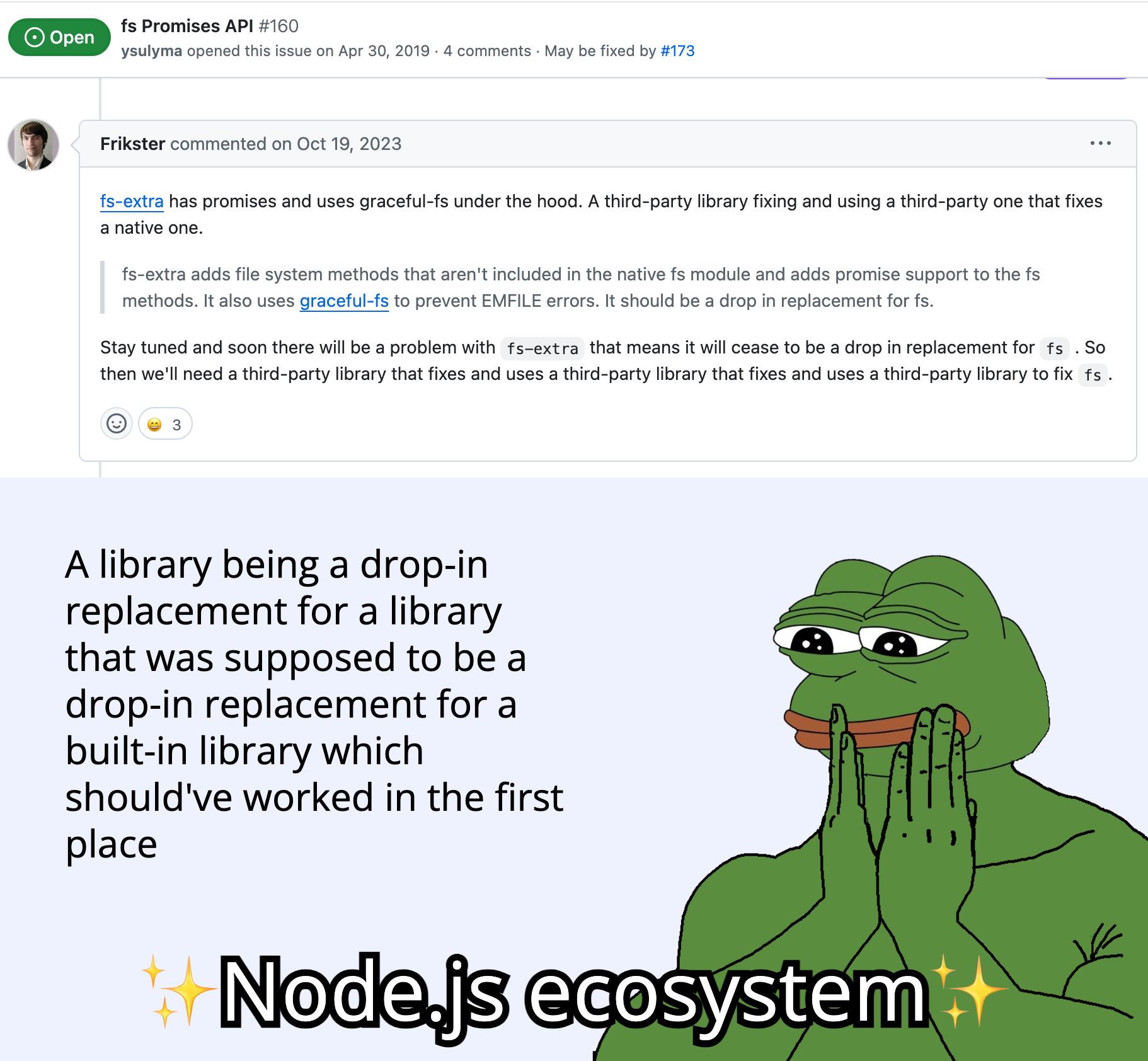 thatClassicNodejsUhhhMoment | errors-memes, node-memes, nodejs-memes, api-memes, class-memes, error-memes, fix-memes, IT-memes, comment-memes | ProgrammerHumor.io