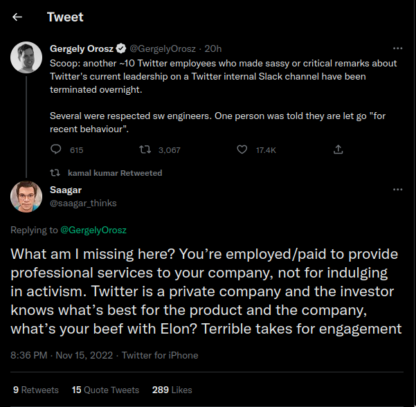 "Investor knows what's best for the product" - twatter | engineer-memes, iphone-memes, slack-memes, oop-memes, sass-memes, ide-memes, twitter-memes, retweet-memes, private-memes, product-memes | ProgrammerHumor.io