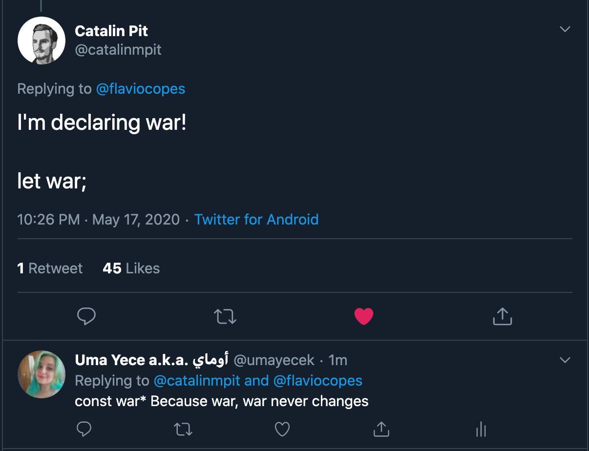 warDeclaration | android-memes, twitter-memes, retweet-memes | ProgrammerHumor.io