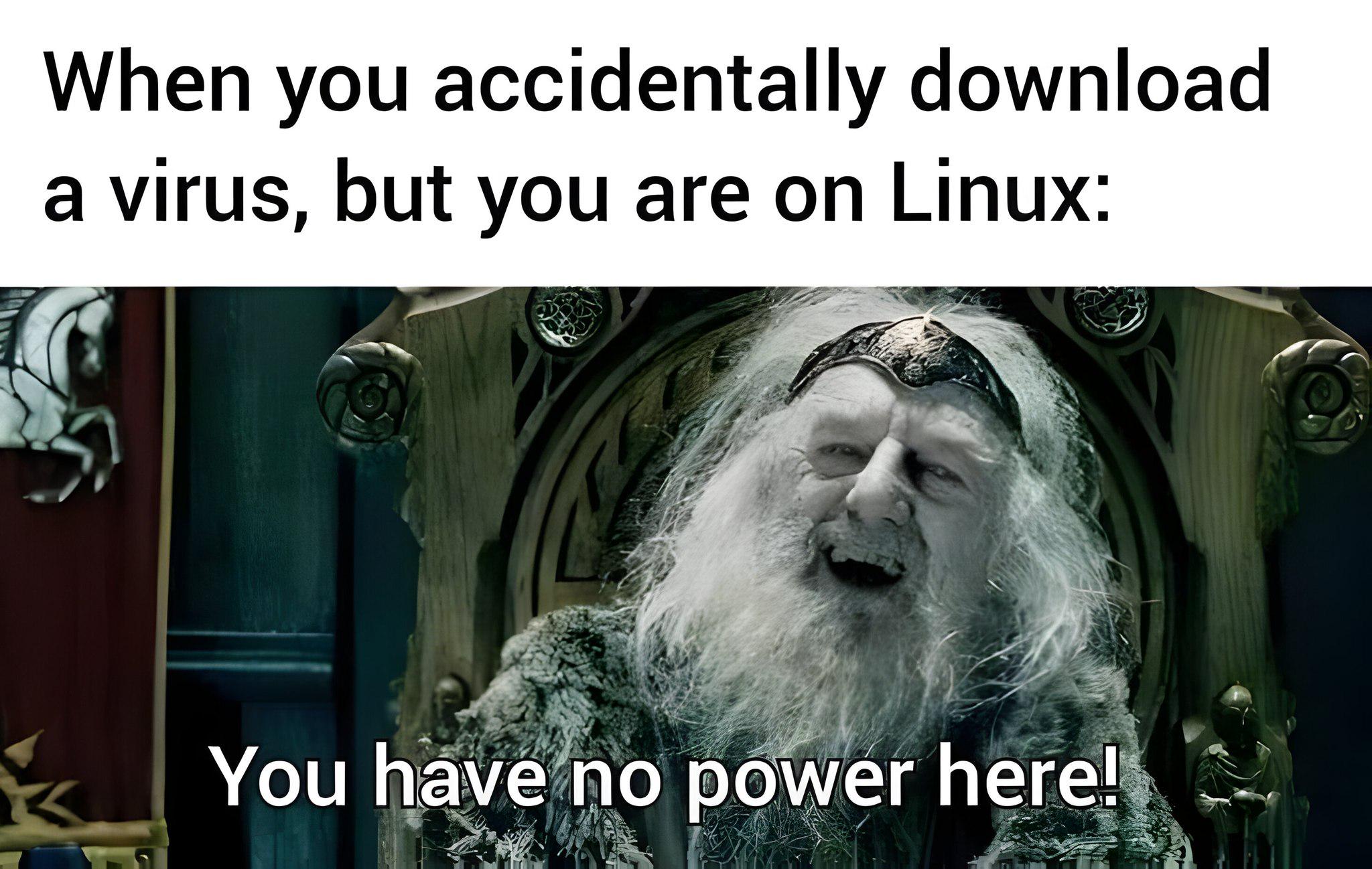 youHaveNoPowerHere | linux-memes, ux-memes, virus-memes, ide-memes | ProgrammerHumor.io